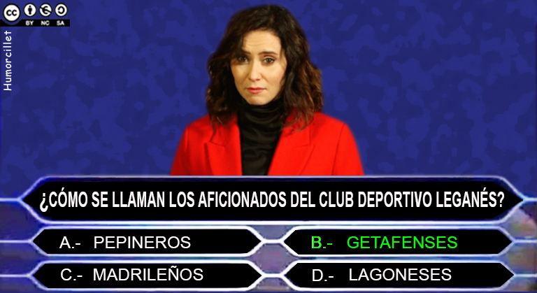 Ayuso felicitando a los aficionados del&nbsp;Leganés