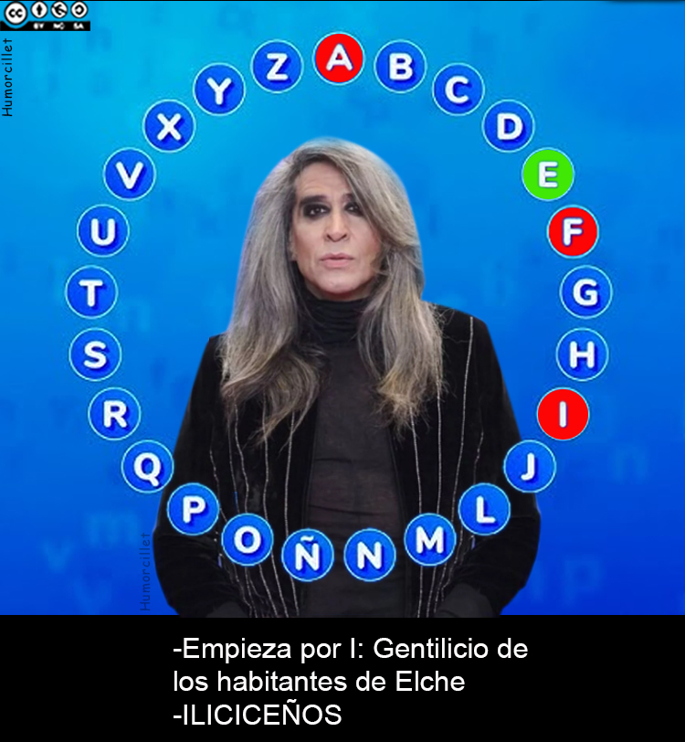 Puede ser una imagen de una o varias personas y texto que dice "Mennan z B Y x င T E F G S Η R R "ងពទ M -Empieza porl: por Gentilicio de los habitantes de Elche -ILICICEÑOS"