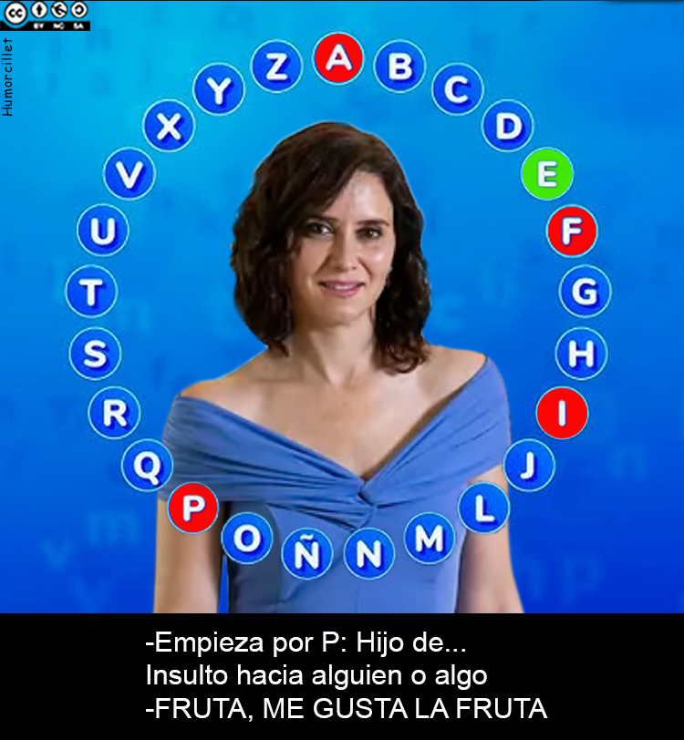Puede ser una imagen de fruta y texto que dice "emam z B Y x c E e T F S G R H P L M N -Empieza por P: Hijo de... Insulto hacia alguien o algo -FRUTA, ME GUSTA LA FRUTA"