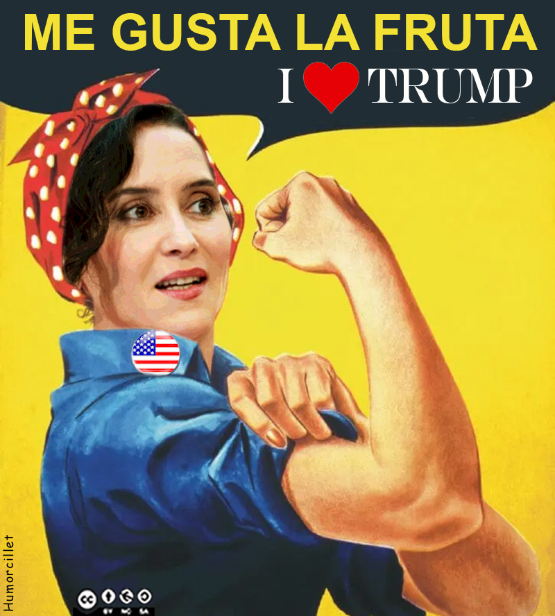 Puede ser una imagen de texto que dice "ME GUSTA LA FRUTA I TRUMP Dere ৫"